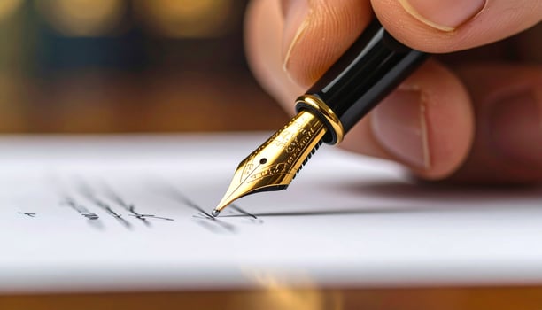 Contract being signed with pen photo