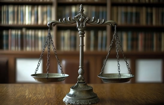 Scales of justice antique symbol of balance and law photo