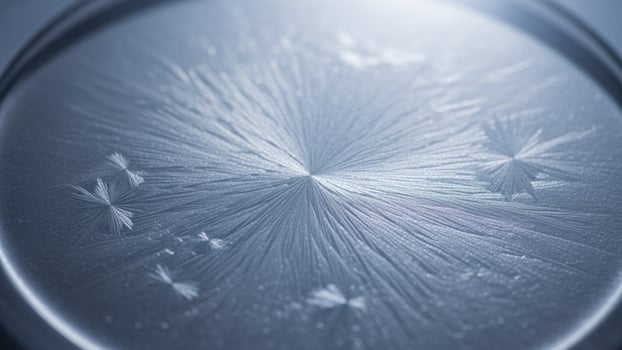 A close up of a magnifying glass with snowflakes photo