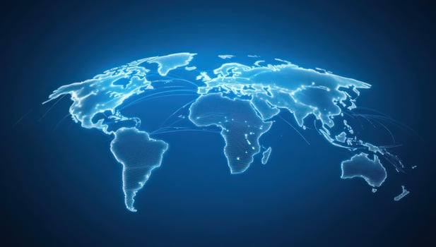 Global digital network world map technology abstract background photo