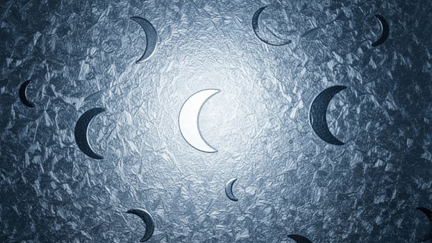 A blue background with a lot of black circles photo