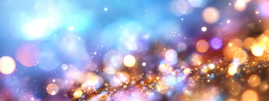 Blurred lights background with bokeh effect in warm and cool tones photo