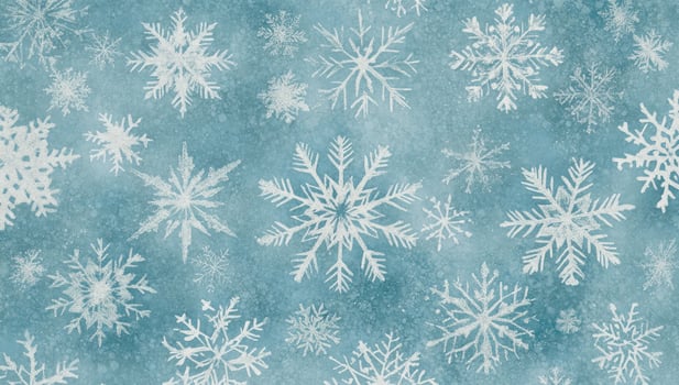 Snowflake pattern on blue background for winter holiday season photo