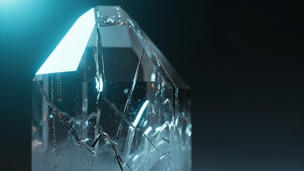 A crystal with a broken edge on a dark background photo