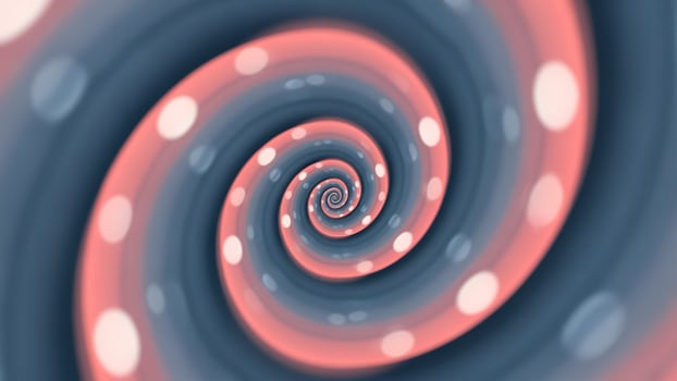 A spiral with red and blue dots on it photo