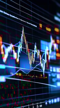 Financial chart analysis and stock market trends data photo