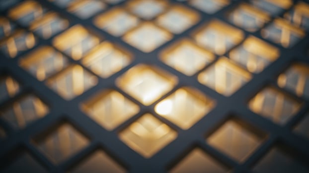 A close up of a light shining through a lattice photo