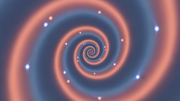 A spiral with blue and orange lights photo