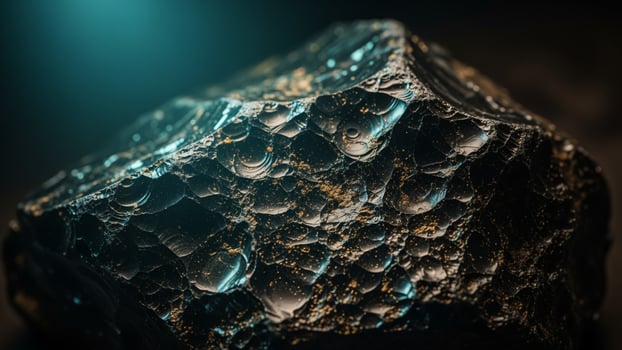 A rock with some blue light shining on it photo