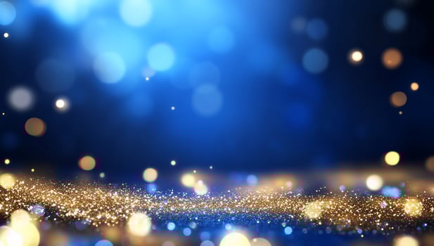 Sparkling bokeh light background with golden glitter photo