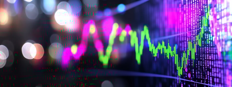 Vibrant financial graph data visualization on screen abstract background photo