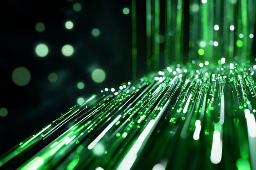 Abstract green light streaks over transparent background technology concept photo
