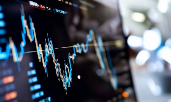 Stock market graph on screen financial data analysis and investment trends photo