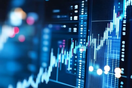 Financial chart on screen displaying market analysis and economic trends photo