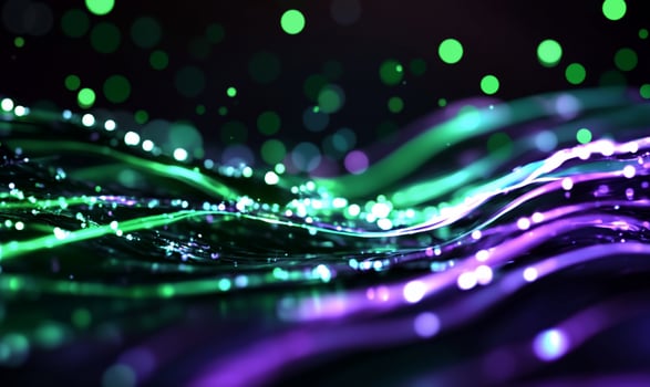 Abstract waves of light and color background with bokeh effect photo