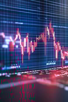 Financial analytics chart display with fluctuating trends photo