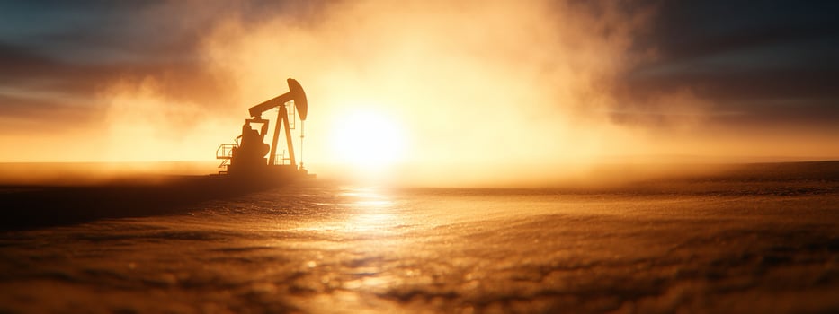 Oil pump jack at sunset silhouette industrial landscape energy production photo