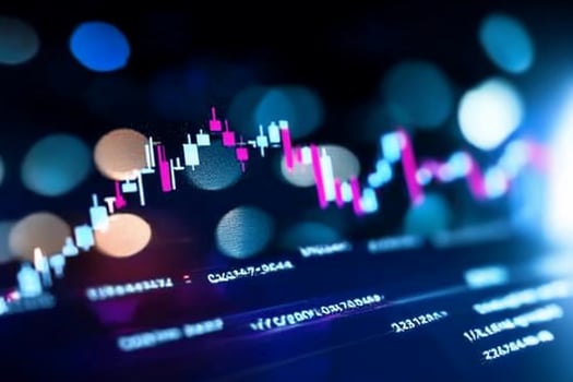 Abstract financial chart displaying candle stick pattern on dark technology background photo
