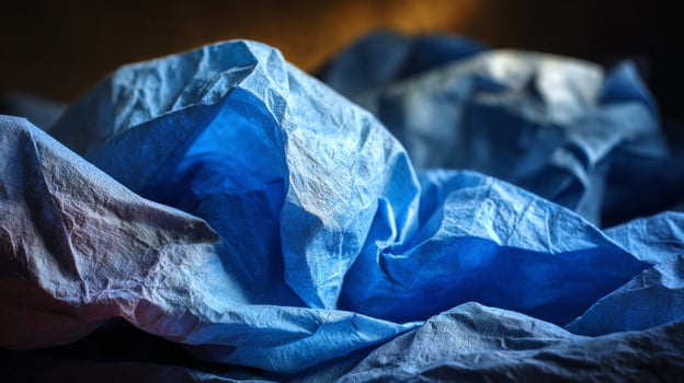 Stock photo of abstract blue crumpled paper texture background for graphic design and art work