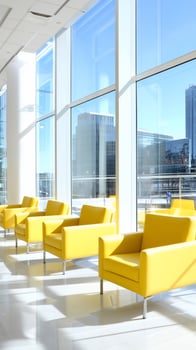 Modern interior yellow armchairs waiting area office architecture photo