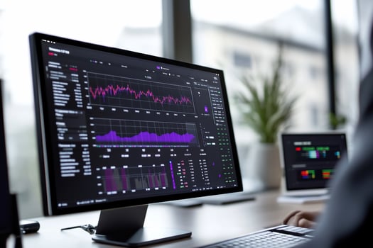 Financial data visualization on computer screen stock market and economic analysis photo