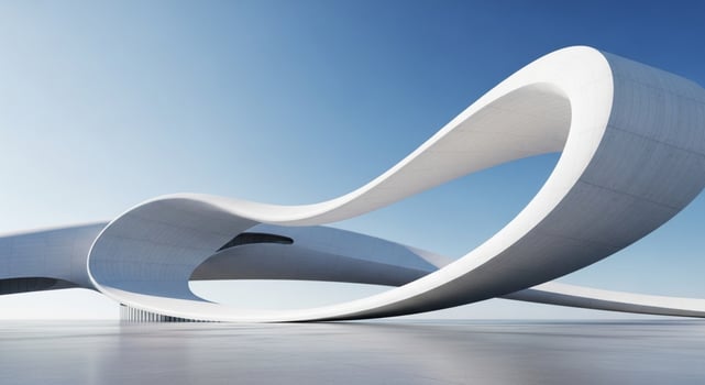 A white building with curved shapes on it photo