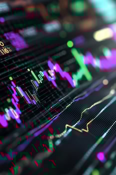 Financial stock market chart data analysis and business investment strategy photo