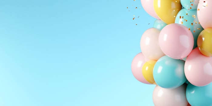 Celebration balloons assortment with copy space on gradient background photo