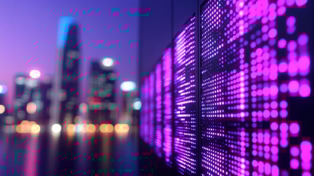 Night City Lights and Purple LED Display photo