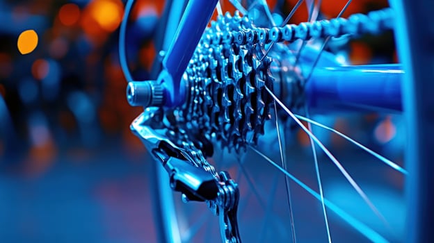 A close up of a bicycle with a chain photo