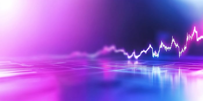 Abstract financial growth chart glowing against a gradient background photo