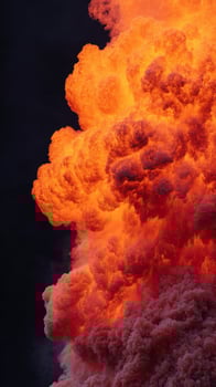 Fiery Explosion With Intense Orange Flames And Dark Smoke. Dramatic Display Of Combustion And Heat photo