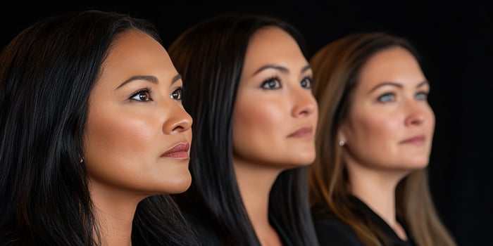 Diverse women portrait series on transparent background showing unity and collaboration photo