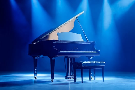 Grand piano elegance classic musical instrument performance studio lighting photo