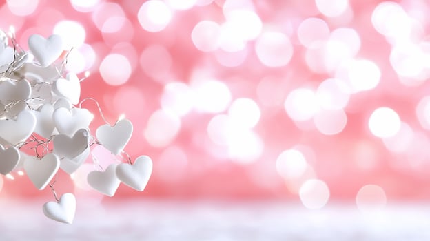 Heart decoration with soft pink bokeh background for valentines day or wedding design photo