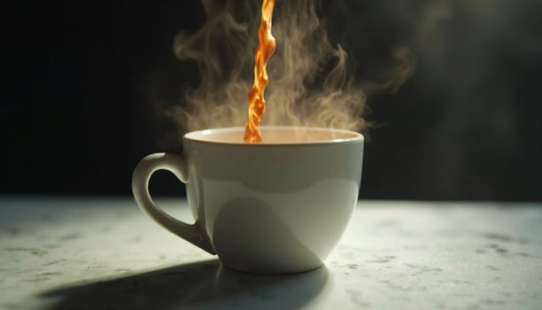 A cup of coffee with steam coming out of it photo