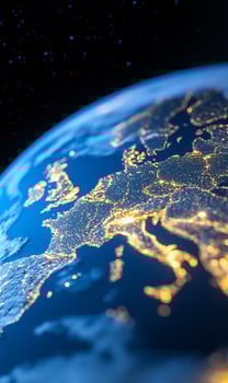 Planet earth at night europe city lights from space globe view environment science photo