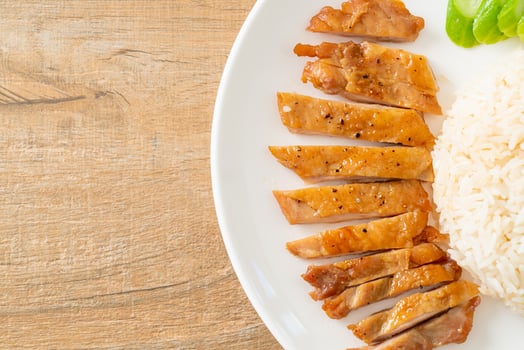 Grilled Chicken with Steamed Rice. photo