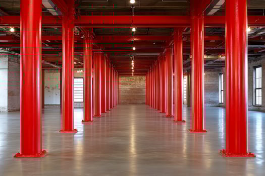 Red columns hall interior architecture industrial space photo