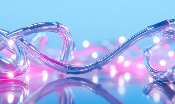 Translucent curved tube with reflecting light abstract background photo