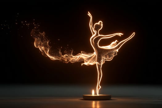 A ballerina dancer is dancing on a table with fire photo