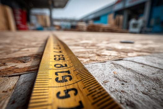 A measuring tape on a wooden floor photo