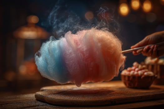 A cotton candy being pulled by a person photo