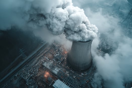 A large smoke stack coming out of a power plant photo