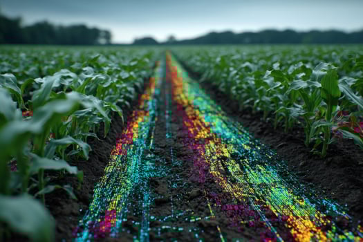 A field with colorful paint on it photo