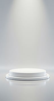 3d render of a white podium on a gray background photo