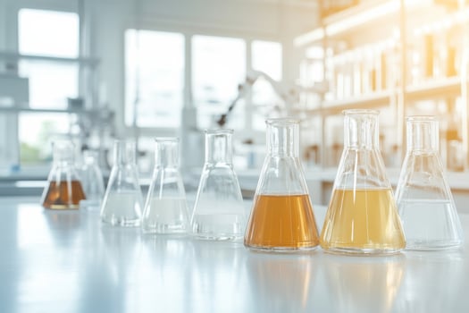 Diverse group of emulsifiers collaborating in a laboratory to create innovative substances photo
