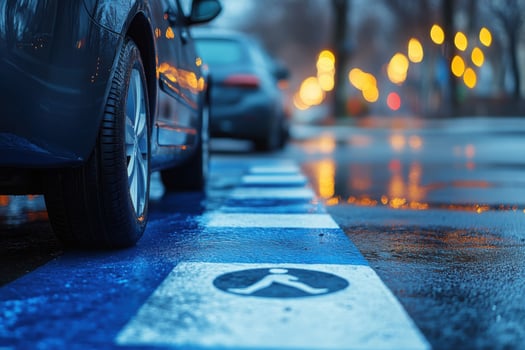 A car is parked on the side of the road photo