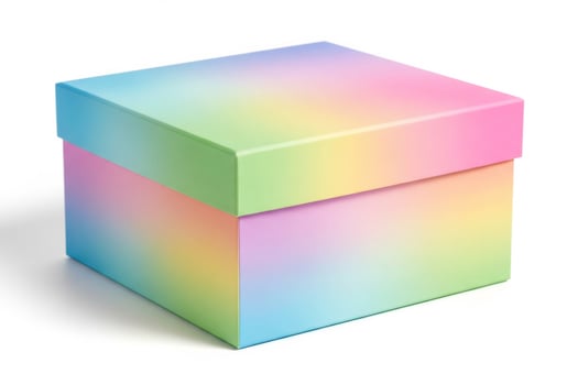 A Closed Square Gift Box with a Soft, Dreamy Rainbow Gradient Finish photo