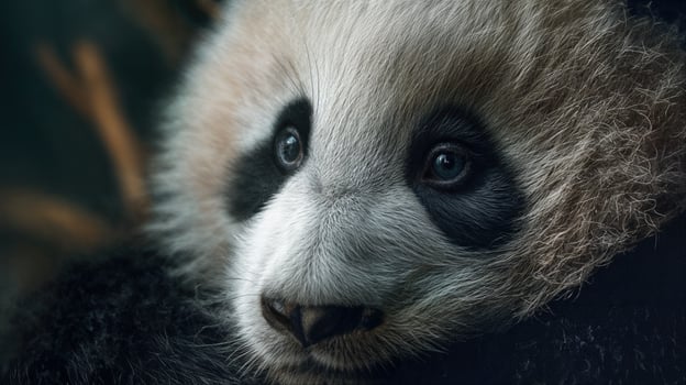 A close up of a panda bear with its eyes closed photo